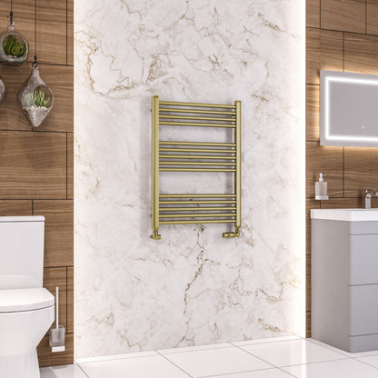Eastbrook Wendover Electric ONLY Straight Brushed Brass Towel Rails - Various Sizes 800mm x 600mm Single Heat Element