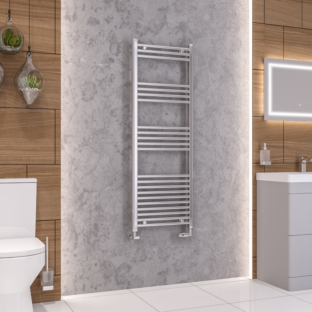 Eastbrook Wendover Electric ONLY Straight Chrome Towel Rails - Various Sizes 1000mm x 750mm Thermostatic Element