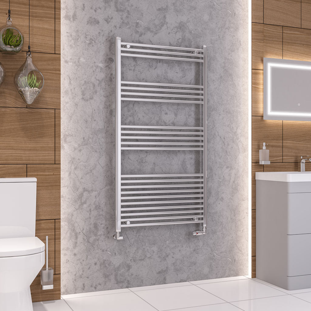 Eastbrook Wendover Electric ONLY Straight Chrome Towel Rails - Various Sizes 1200mm x 400mm Thermostatic Element