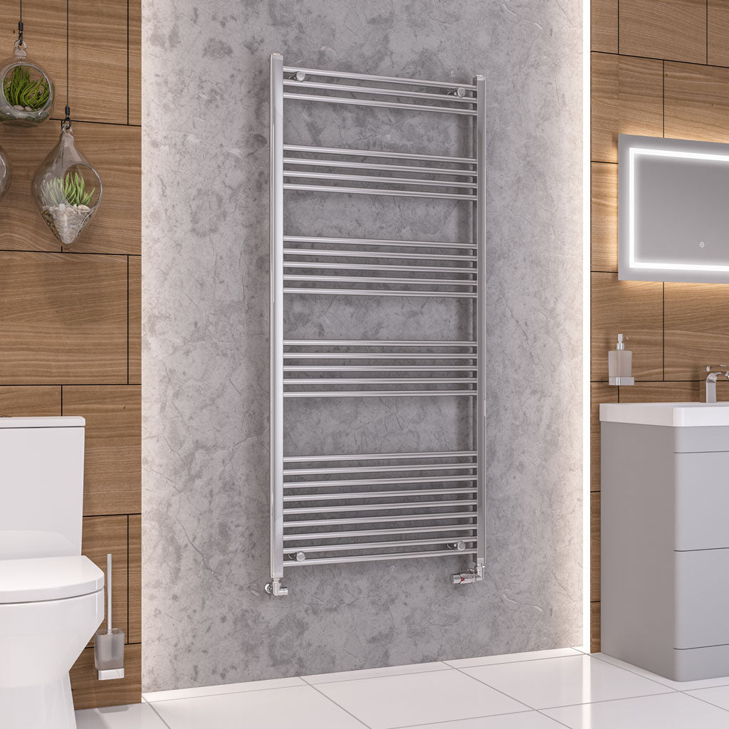 Eastbrook Wendover Electric ONLY Straight Chrome Towel Rails - Various Sizes 1400mm x 400mm Thermostatic Element