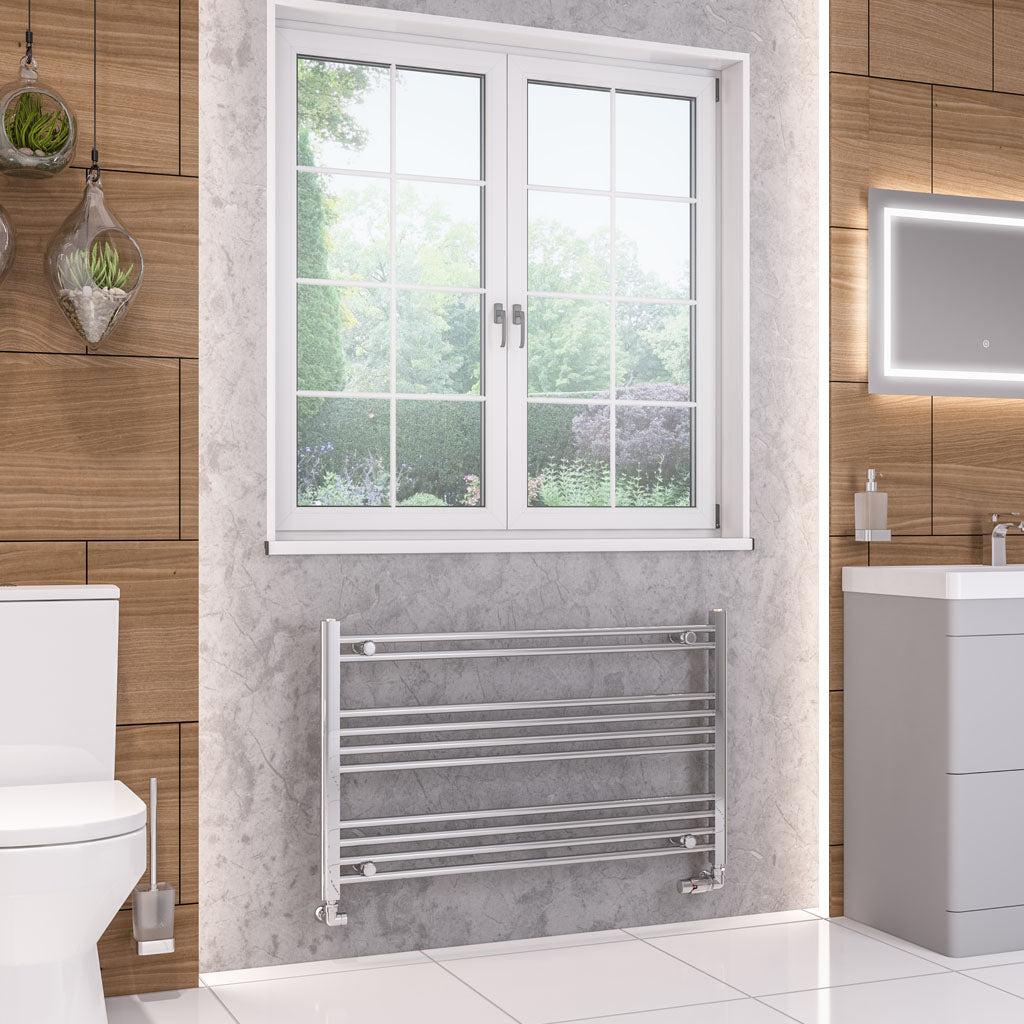 Eastbrook Wendover Electric ONLY Straight Chrome Towel Rails - Various Sizes 1800mm x 500mm Thermostatic Element