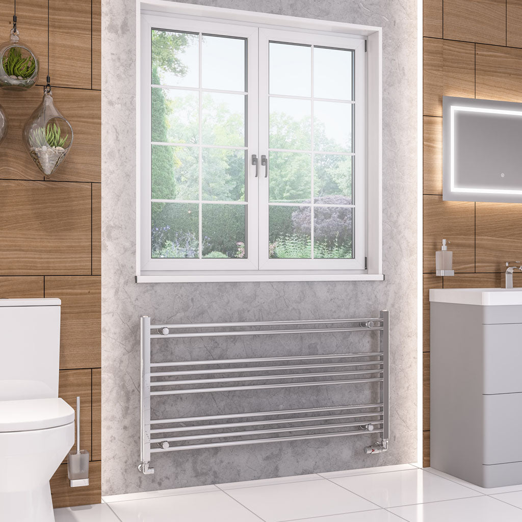 Eastbrook Wendover Electric ONLY Straight Chrome Towel Rails - Various Sizes 1800mm x 600mm Thermostatic Element