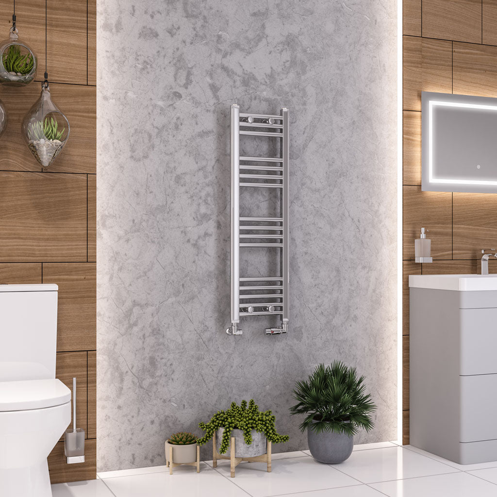 Eastbrook Wendover Electric ONLY Straight Chrome Towel Rails - Various Sizes 600mm x 1000mm Single Heat Element