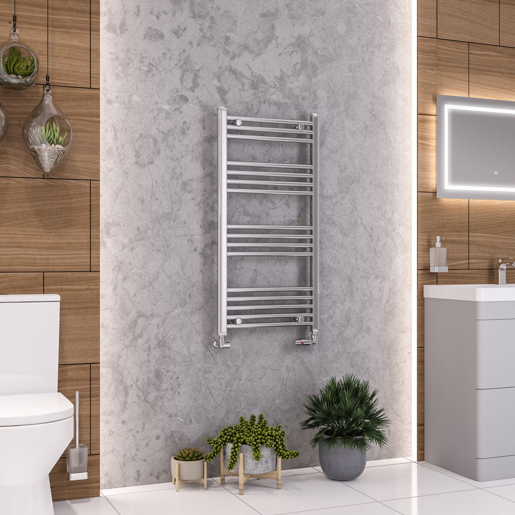 Eastbrook Wendover Electric ONLY Straight Chrome Towel Rails - Various Sizes 600mm x 1200mm Thermostatic Element