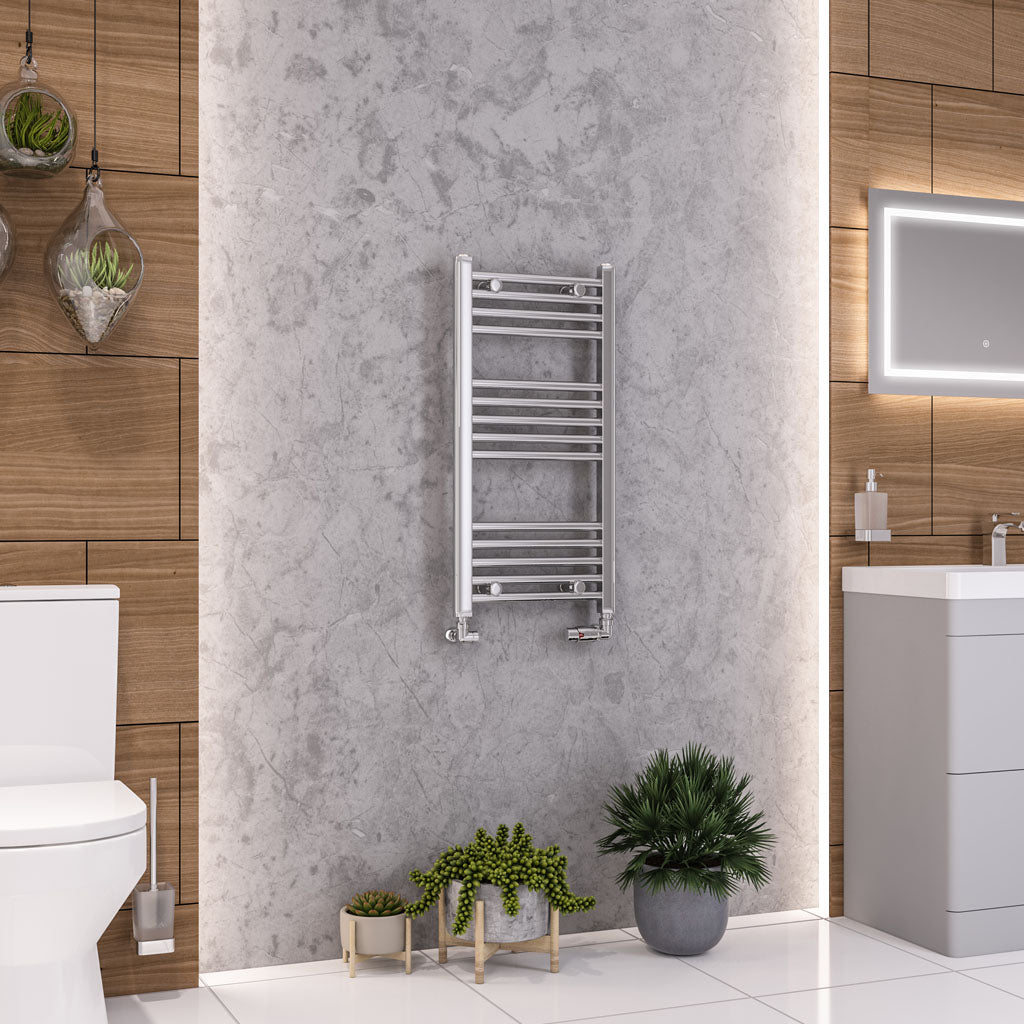Eastbrook Wendover Electric ONLY Straight Chrome Towel Rails - Various Sizes 600mm x 300mm Thermostatic Element
