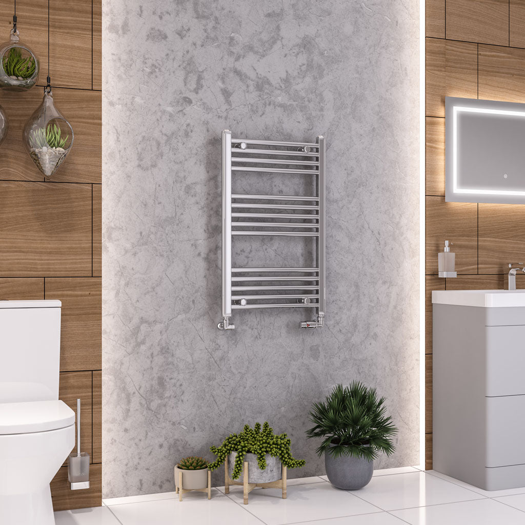 Eastbrook Wendover Electric ONLY Straight Chrome Towel Rails - Various Sizes 600mm x 400mm Thermostatic Element