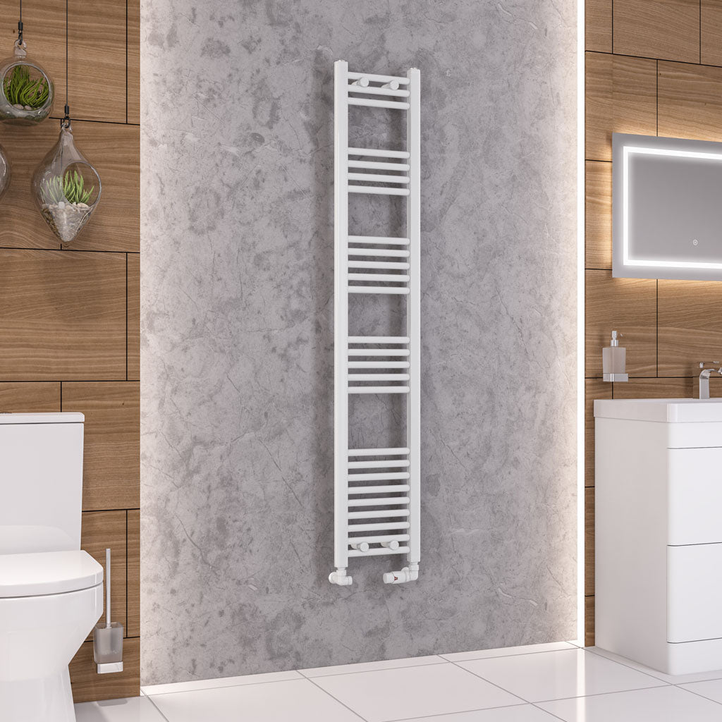 Eastbrook Wendover Electric ONLY Straight Gloss White Towel Rails - Various Sizes 1000mm x 400mm Single Heat Element