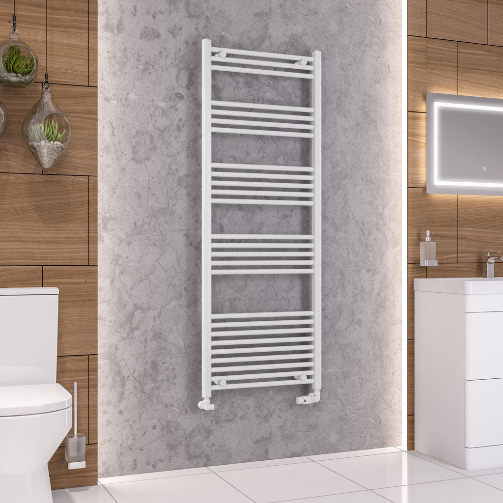Eastbrook Wendover Electric ONLY Straight Gloss White Towel Rails - Various Sizes 1000mm x 500mm Thermostatic Element