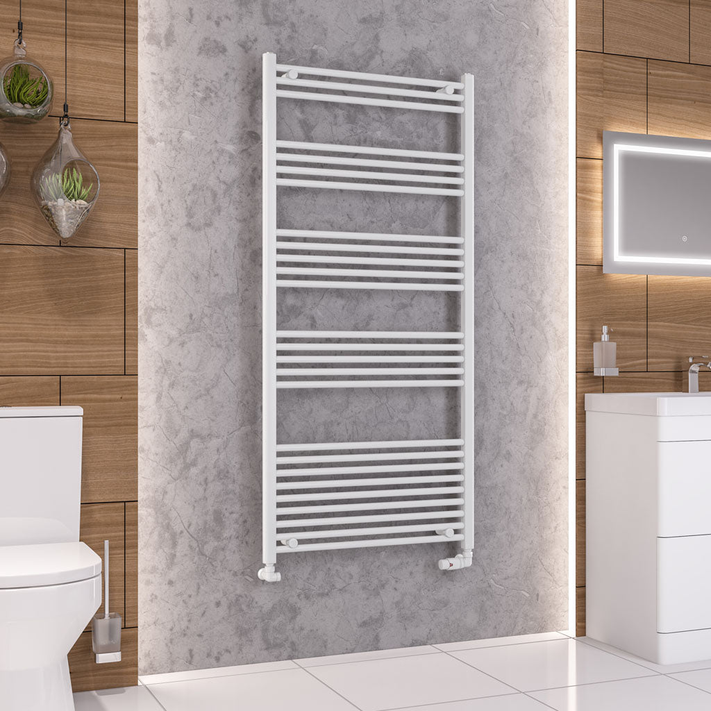 Eastbrook Wendover Electric ONLY Straight Gloss White Towel Rails - Various Sizes 1000mm x 600mm Single Heat Element
