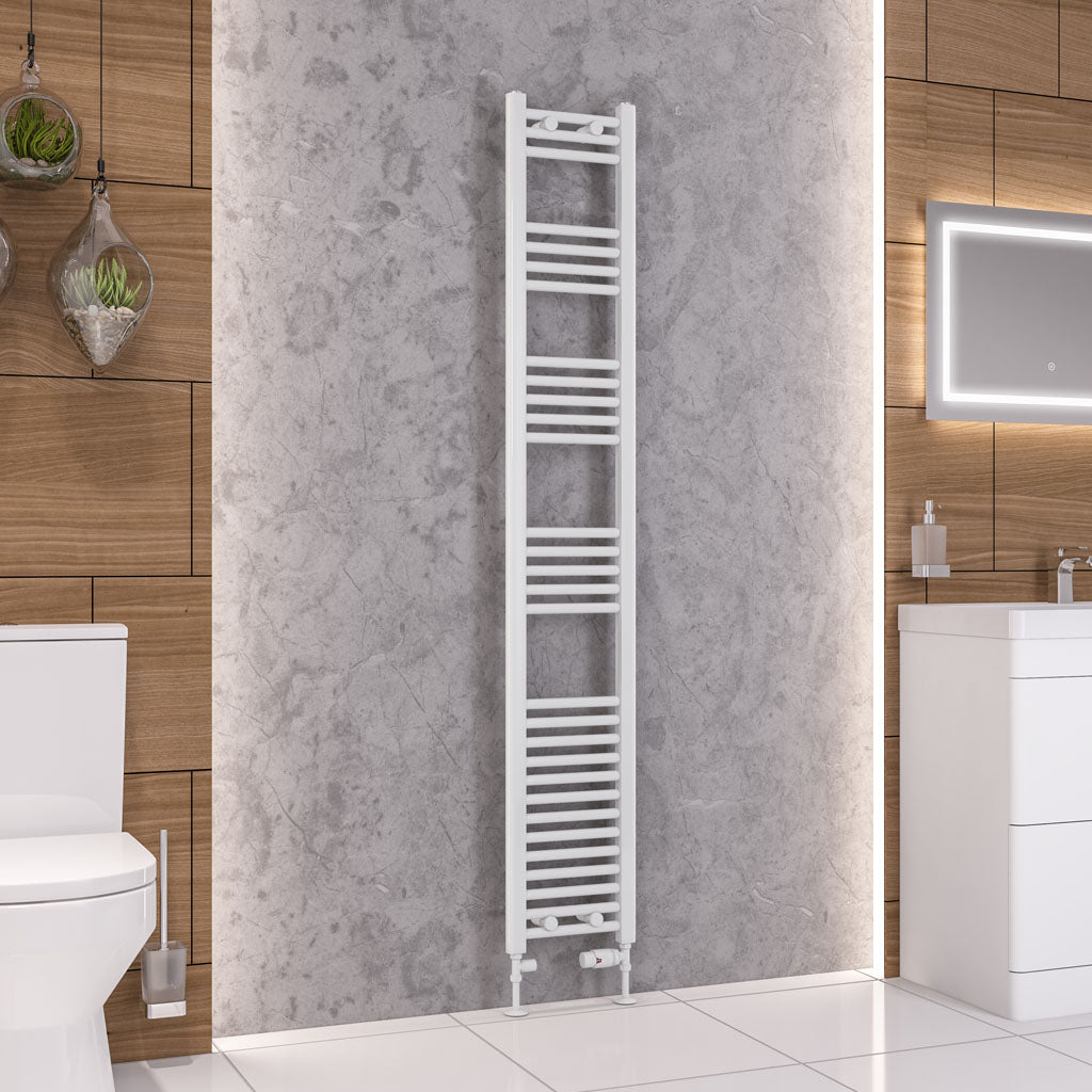 Eastbrook Wendover Electric ONLY Straight Gloss White Towel Rails - Various Sizes 1000mm x 600mm Thermostatic Element