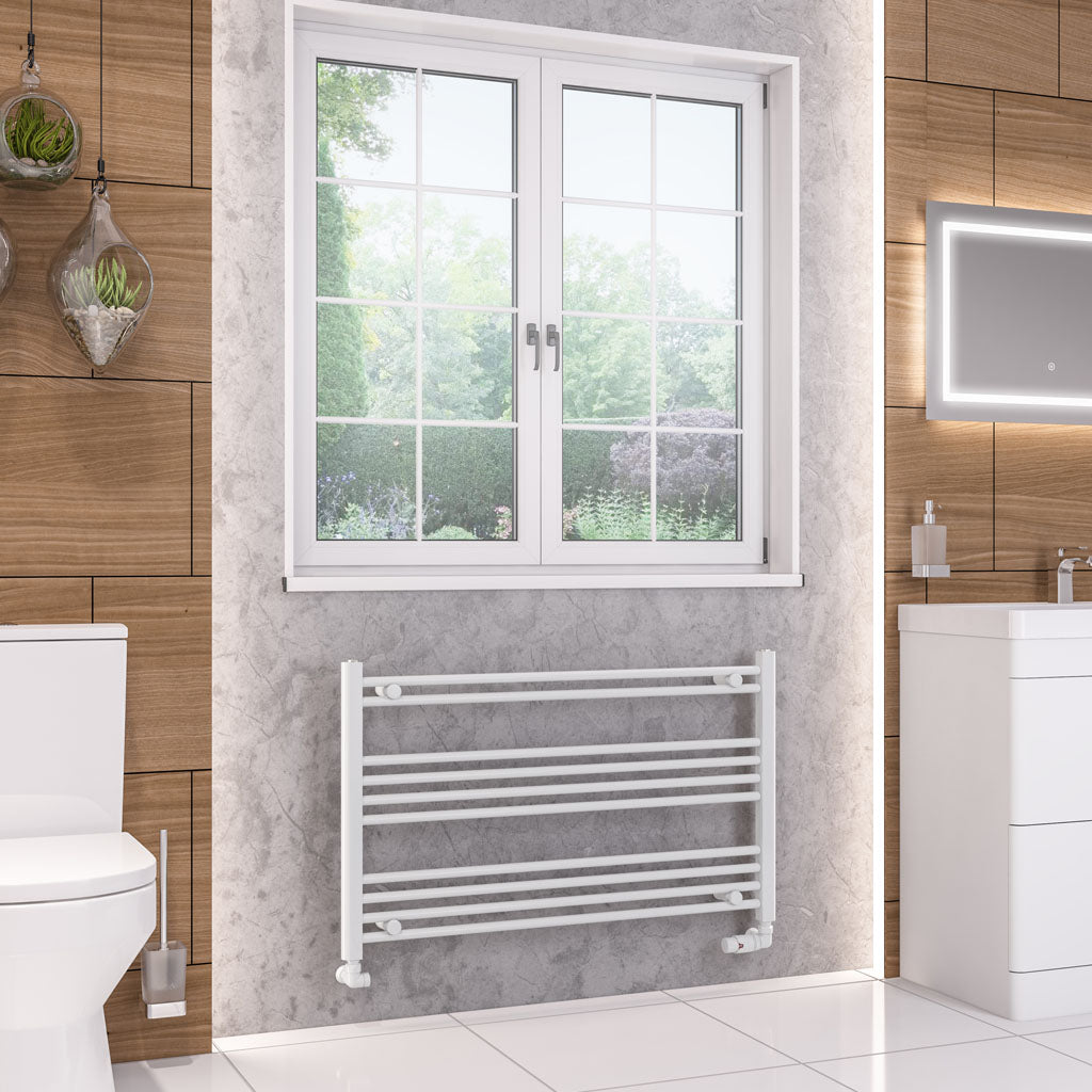Eastbrook Wendover Electric ONLY Straight Gloss White Towel Rails - Various Sizes 1200mm x 750mm Single Heat Element