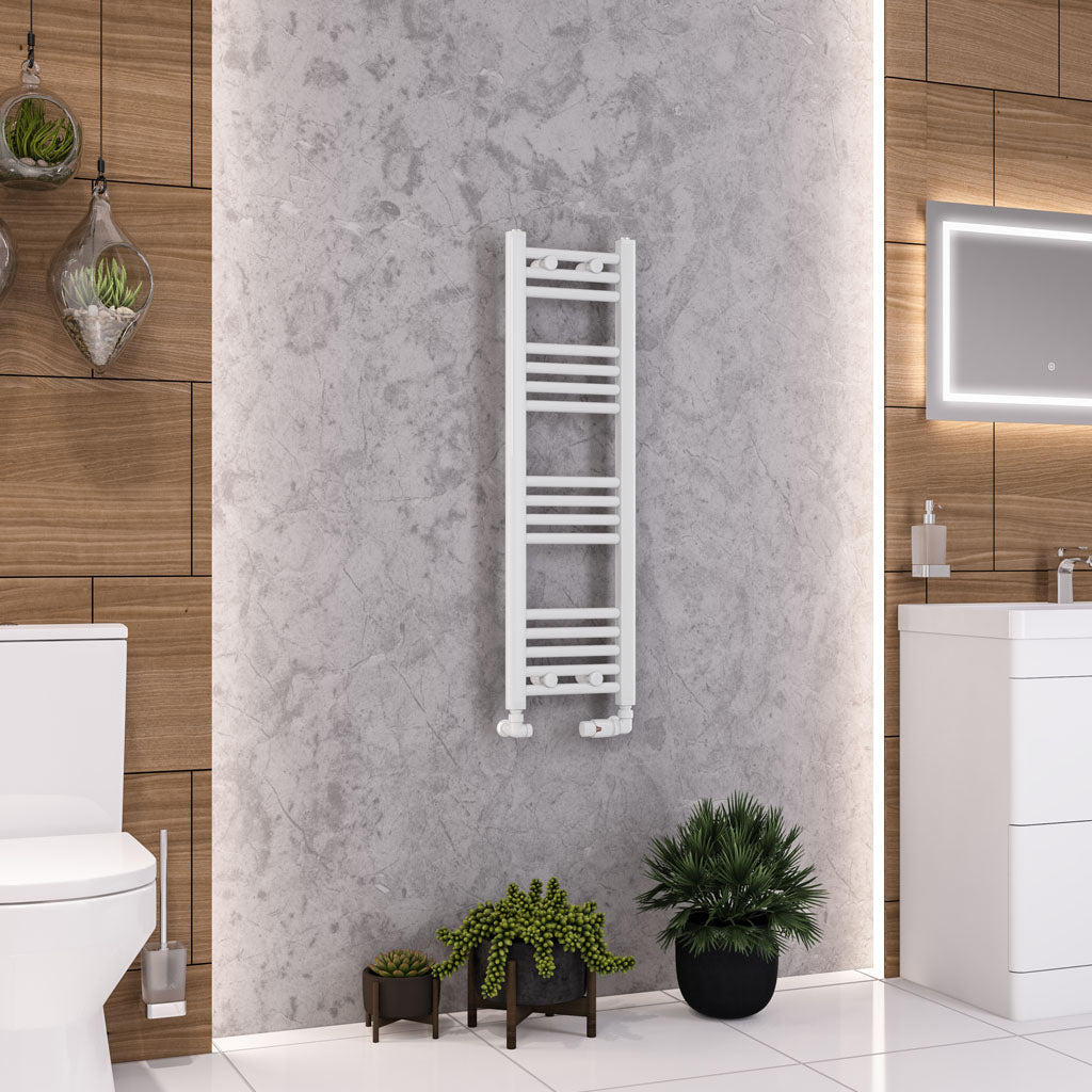 Eastbrook Wendover Electric ONLY Straight Gloss White Towel Rails - Various Sizes 1400mm x 500mm Thermostatic Element