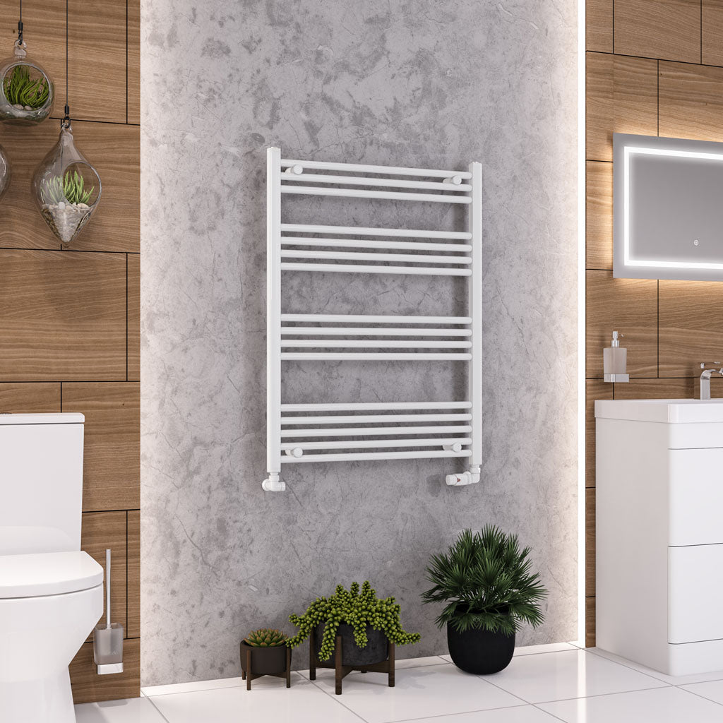 Eastbrook Wendover Electric ONLY Straight Gloss White Towel Rails - Various Sizes 1400mm x 750mm Thermostatic Element