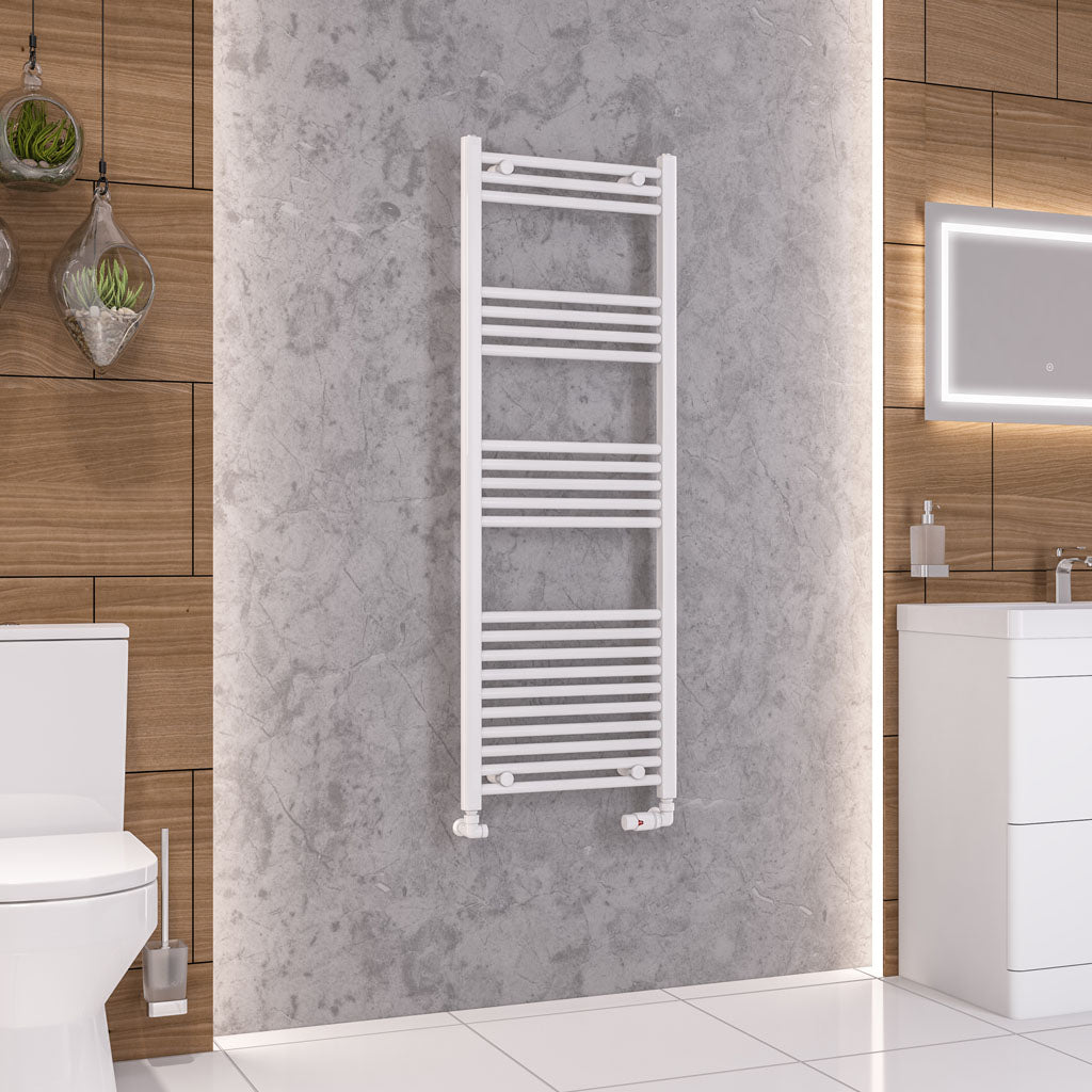 Eastbrook Wendover Electric ONLY Straight Gloss White Towel Rails - Various Sizes 1600mm x 600mm Thermostatic Element