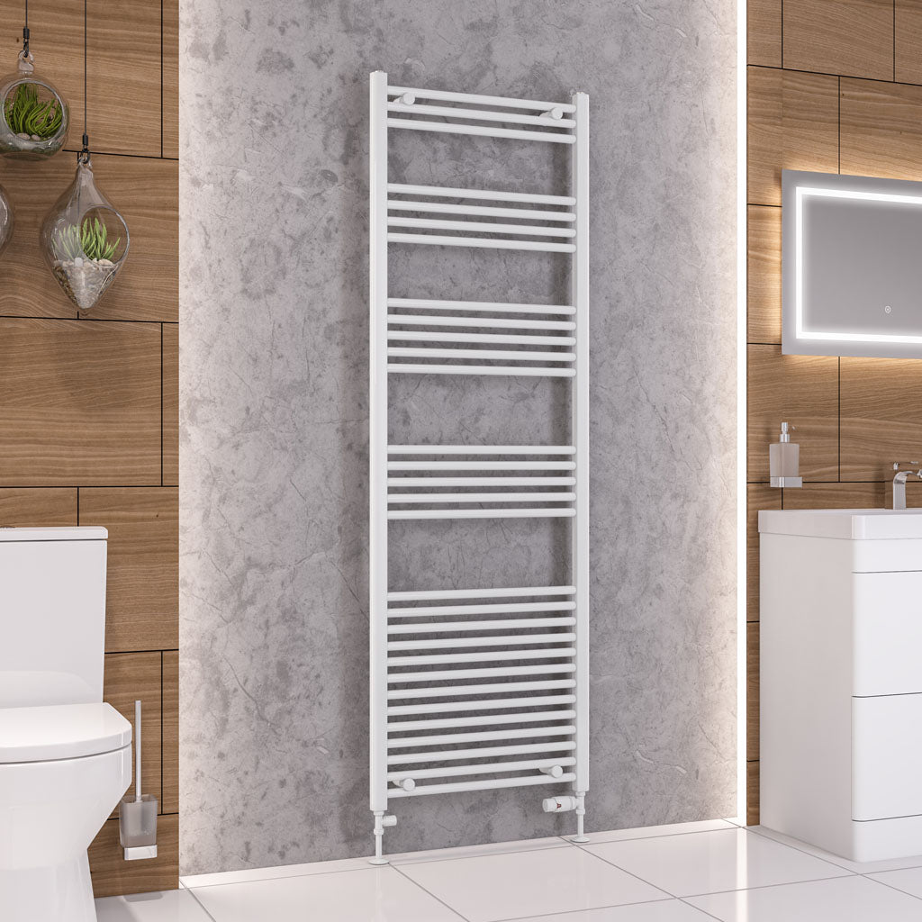 Eastbrook Wendover Electric ONLY Straight Gloss White Towel Rails - Various Sizes 1800mm x 750mm Single Heat Element