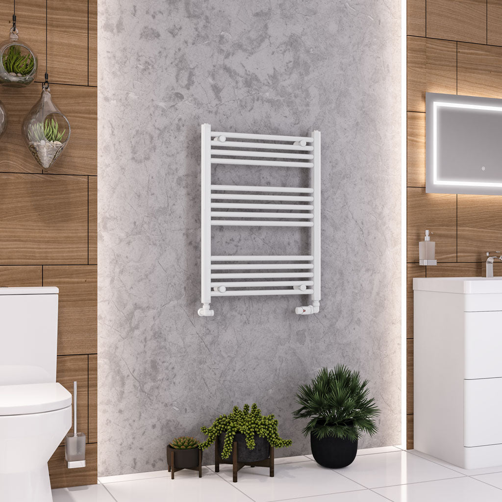 Eastbrook Wendover Electric ONLY Straight Gloss White Towel Rails - Various Sizes 600mm x 1000mm Single Heat Element