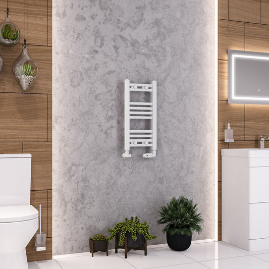 Eastbrook Wendover Electric ONLY Straight Gloss White Towel Rails - Various Sizes 600mm x 300mm Single Heat Element