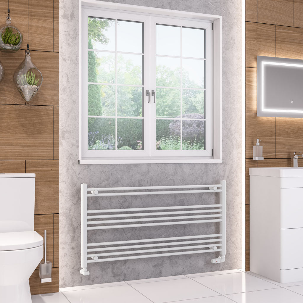 Eastbrook Wendover Electric ONLY Straight Gloss White Towel Rails - Various Sizes 600mm x 600mm Single Heat Element