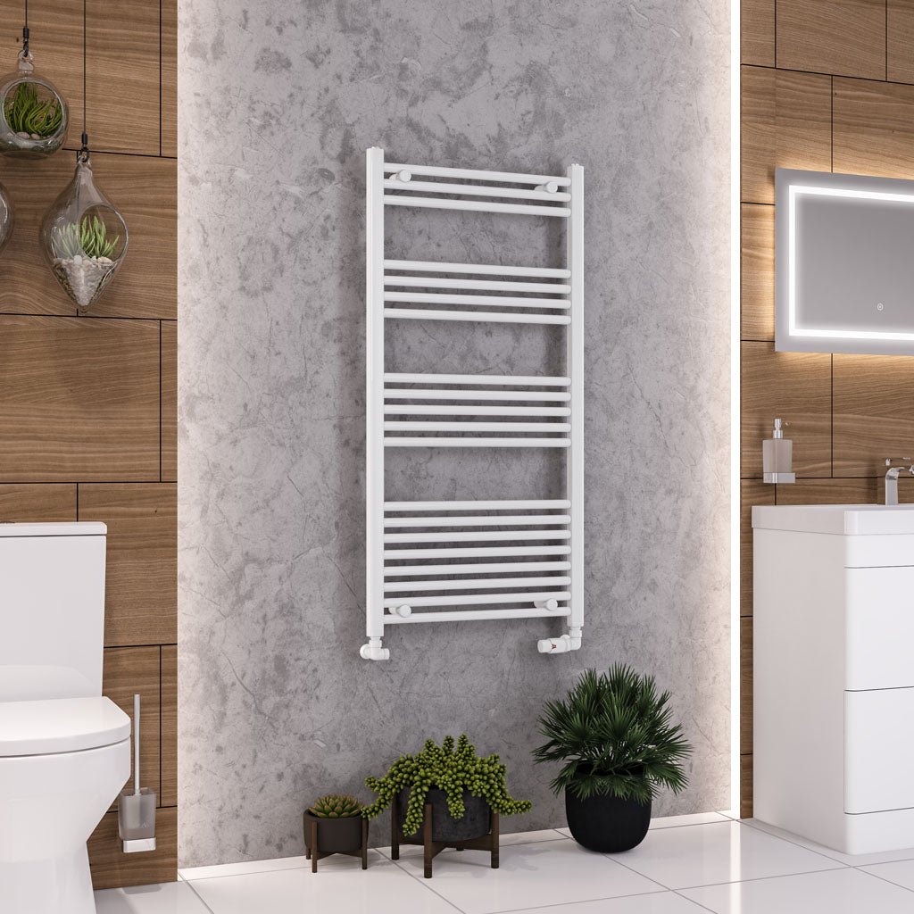 Eastbrook Wendover Electric ONLY Straight Gloss White Towel Rails - Various Sizes 800mm x 600mm Single Heat Element