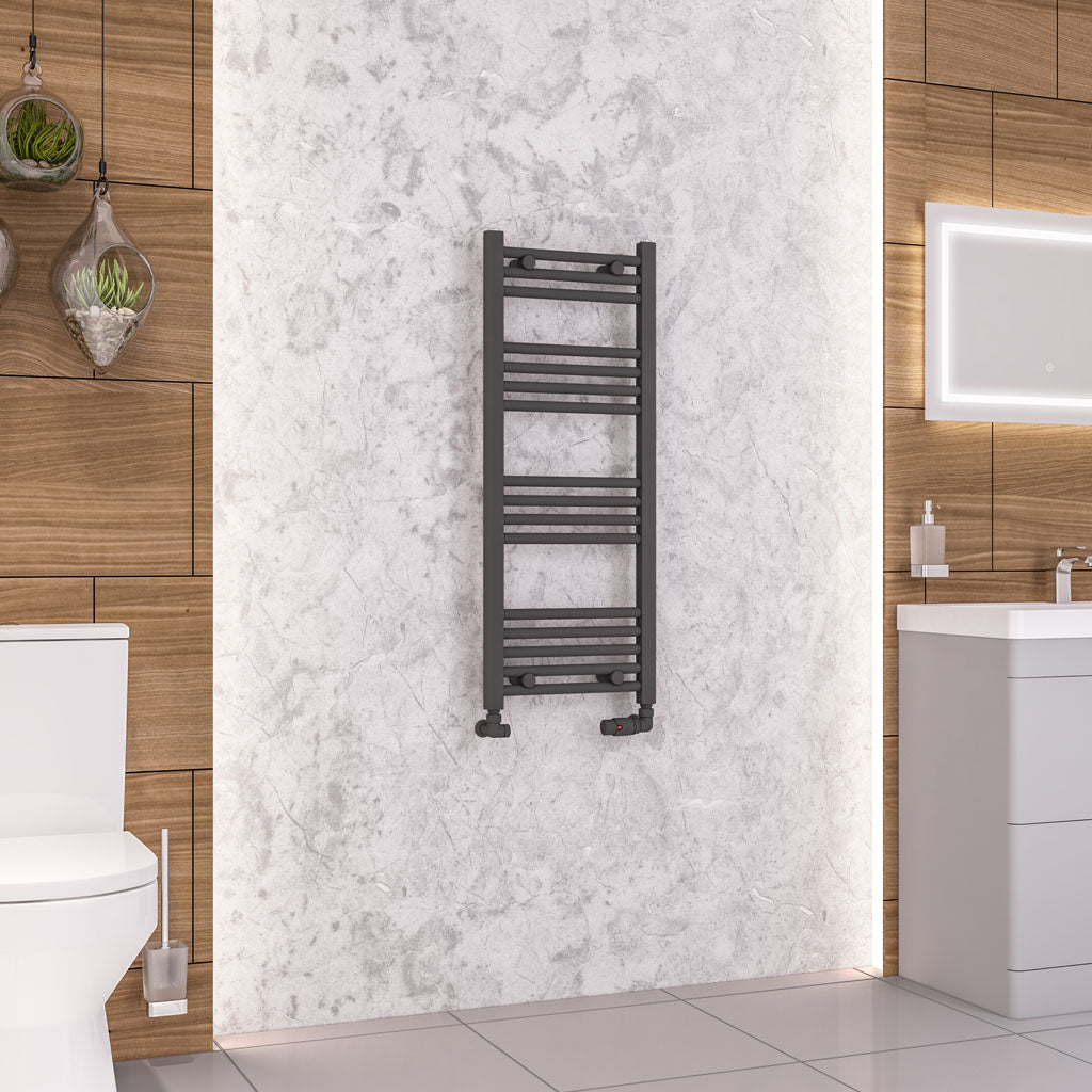 Eastbrook Wendover Electric ONLY Straight Matt Anthracite Towel Rails - Various Sizes 1000mm x 400mm Thermostatic Element