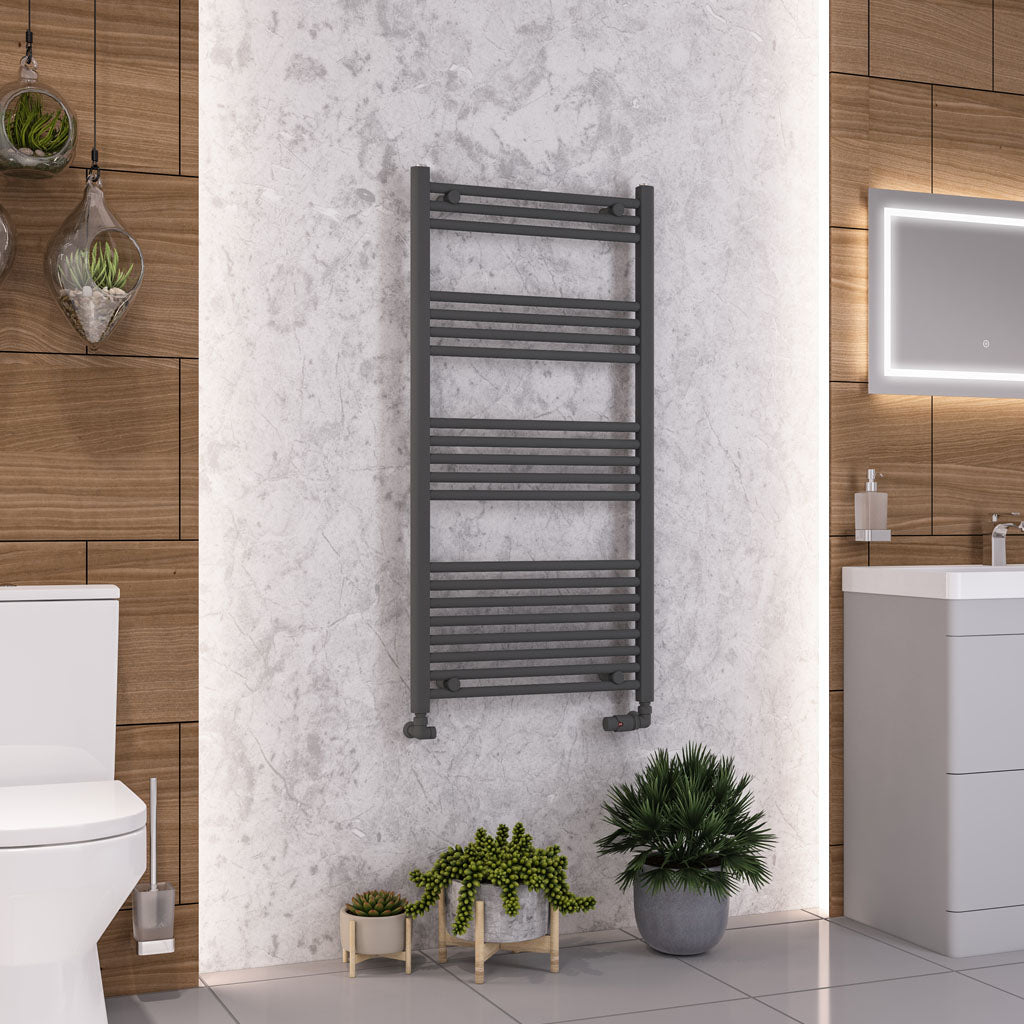 Eastbrook Wendover Electric ONLY Straight Matt Anthracite Towel Rails - Various Sizes 1200mm x 600mm Single Heat Element