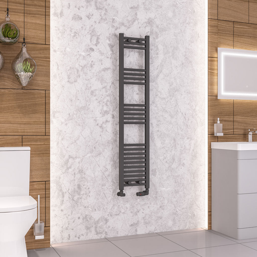 Eastbrook Wendover Electric ONLY Straight Matt Anthracite Towel Rails - Various Sizes 1400mm x 300mm Single Heat Element
