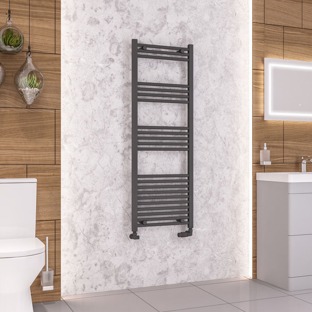Eastbrook Wendover Electric ONLY Straight Matt Anthracite Towel Rails - Various Sizes 1400mm x 500mm Single Heat Element