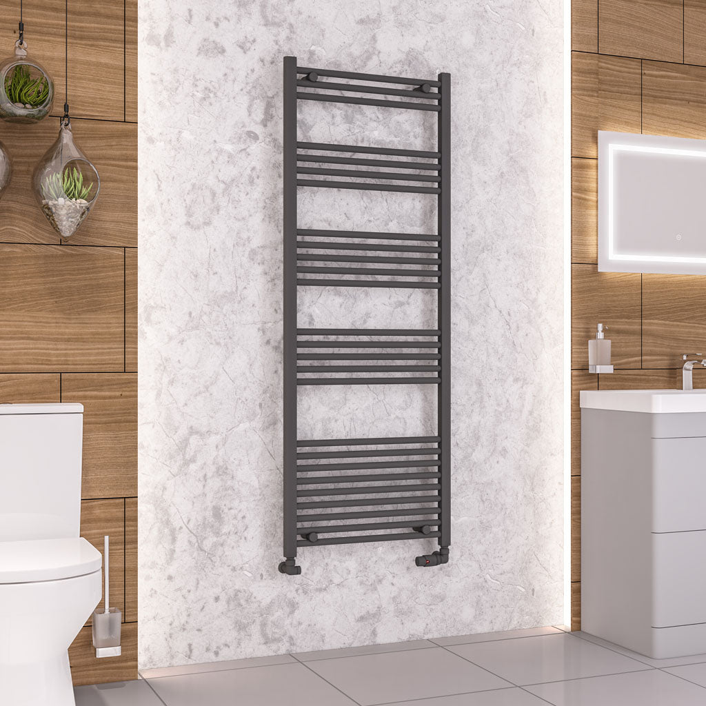 Eastbrook Wendover Electric ONLY Straight Matt Anthracite Towel Rails - Various Sizes 1600mm x 600mm Single Heat Element 
