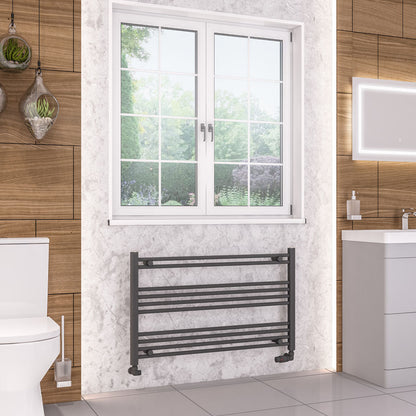 Eastbrook Wendover Electric ONLY Straight Matt Anthracite Towel Rails - Various Sizes 600mm x 1000mm Thermostatic Element