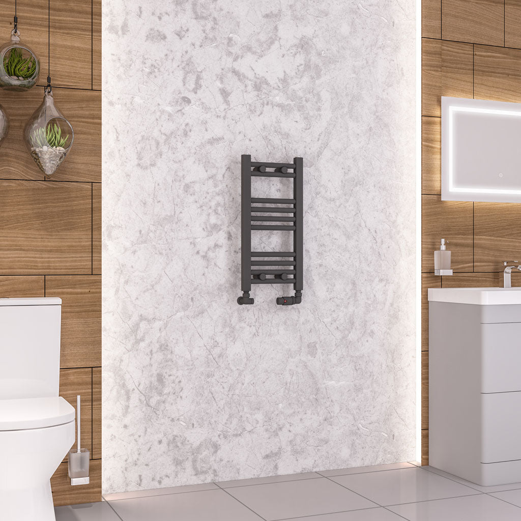 Eastbrook Wendover Electric ONLY Straight Matt Anthracite Towel Rails - Various Sizes 600mm x 300mm Thermostatic Element