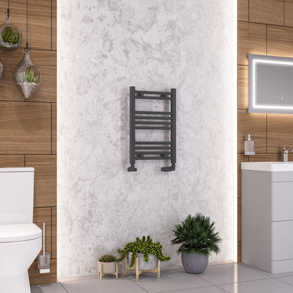 Eastbrook Wendover Electric ONLY Straight Matt Anthracite Towel Rails - Various Sizes 600mm x 400mm Single Heat Element