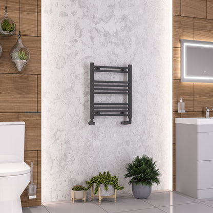 Eastbrook Wendover Electric ONLY Straight Matt Anthracite Towel Rails - Various Sizes 600mm x 500mm Single Heat Element