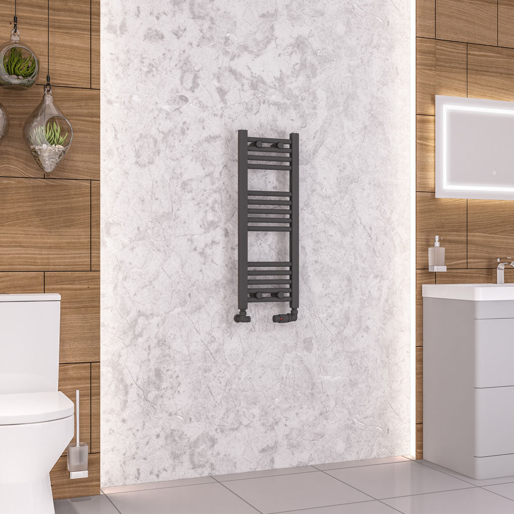Eastbrook Wendover Electric ONLY Straight Matt Anthracite Towel Rails - Various Sizes 800mm x 300mm Single Heat Element