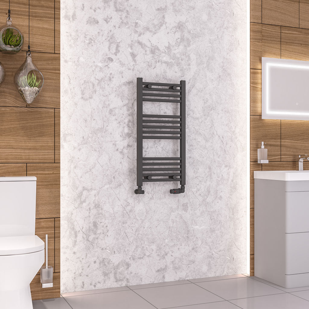Eastbrook Wendover Electric ONLY Straight Matt Anthracite Towel Rails - Various Sizes 800mm x 400mm Single Heat Element