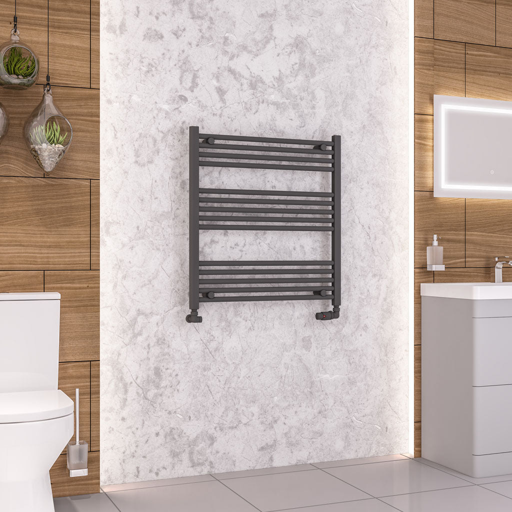 Eastbrook Wendover Electric ONLY Straight Matt Anthracite Towel Rails - Various Sizes 800mm x 750mm Single Heat Element