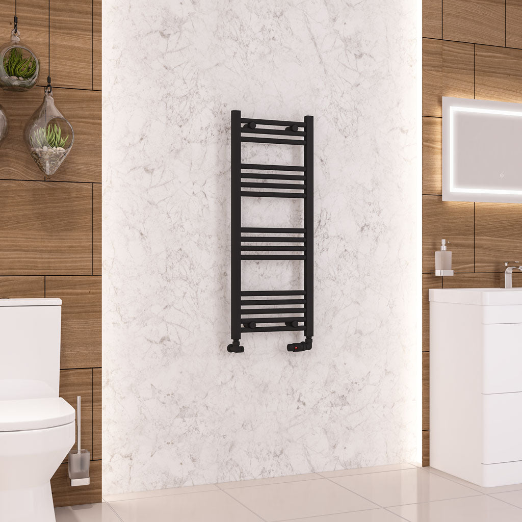 Eastbrook Wendover Electric ONLY Straight Matt Black Towel Rails - Various Sizes 1000mm x 400mm Single Heat Element