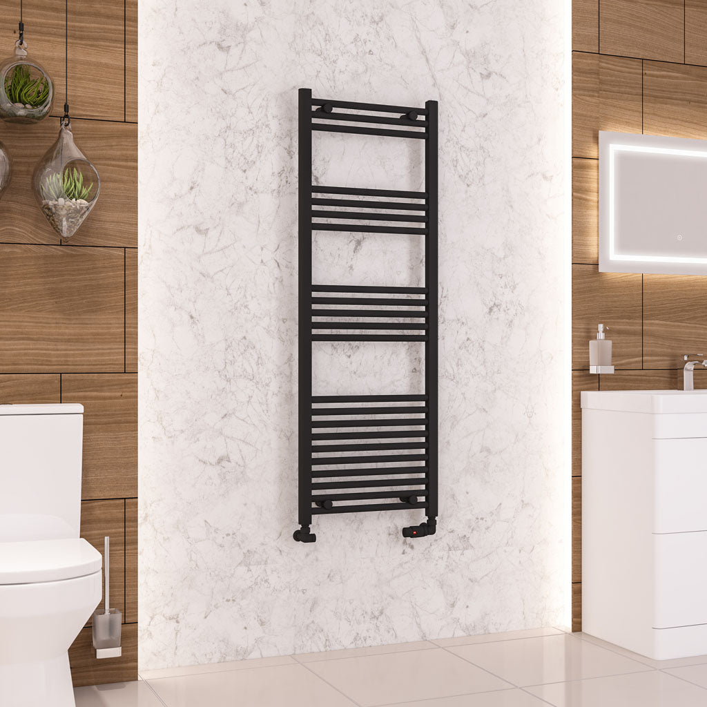 Eastbrook Wendover Electric ONLY Straight Matt Black Towel Rails - Various Sizes 1400mm x 500mm Single Heat Element