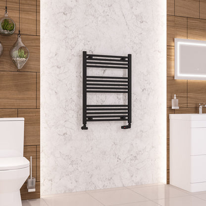 Eastbrook Wendover Electric ONLY Straight Matt Black Towel Rails - Various Sizes 800mm x 600mm Single Heat Element