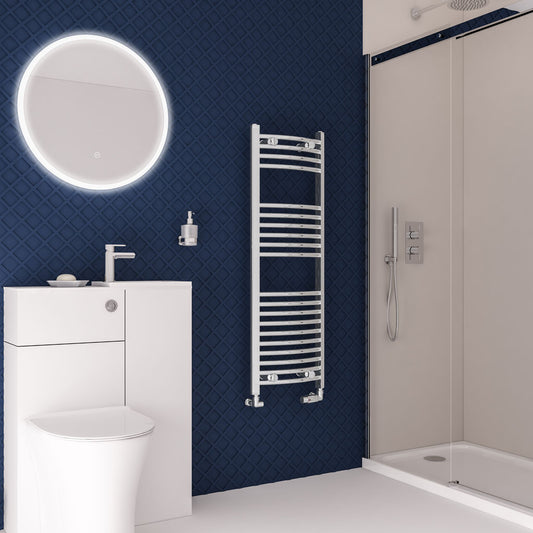 Eastbrook Wingrave Electric Curved Chrome Towel Rail 1200mm x 400mm