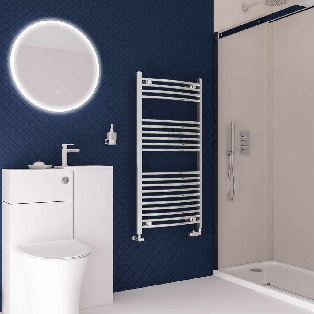Eastbrook Wingrave Electric Curved Chrome Towel Rail 1200mm x 600mm