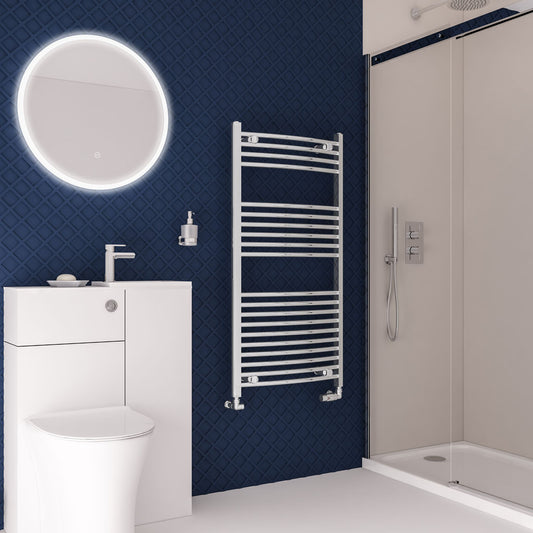 Eastbrook Wingrave Electric Curved Chrome Towel Rail 1200mm x 600mm