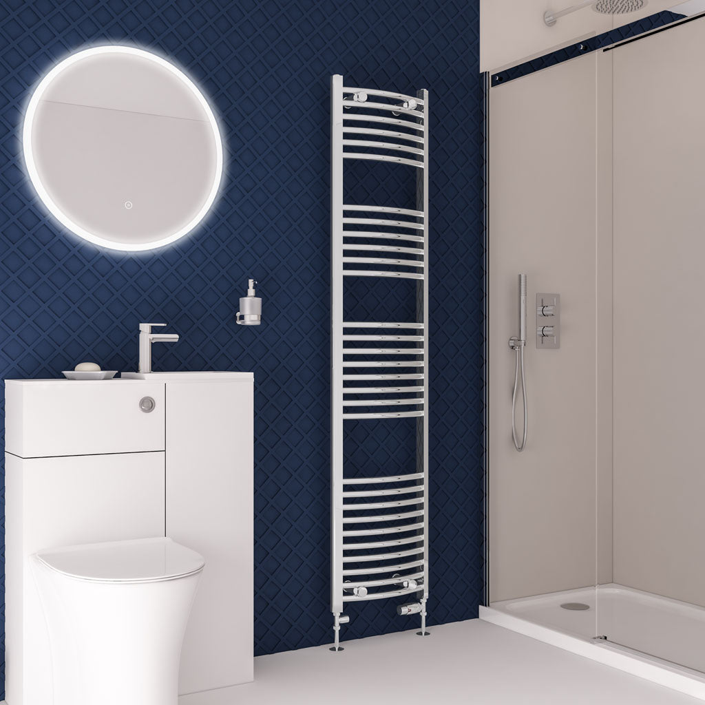 Eastbrook Wingrave Electric Curved Chrome Towel Rail 1800mm x 400mm