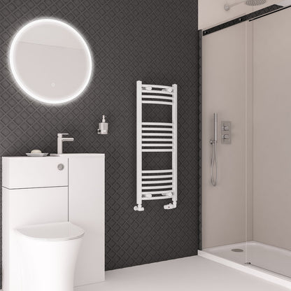 Eastbrook Wingrave Electric Curved Gloss White Towel Rail 1000mm x 400mm