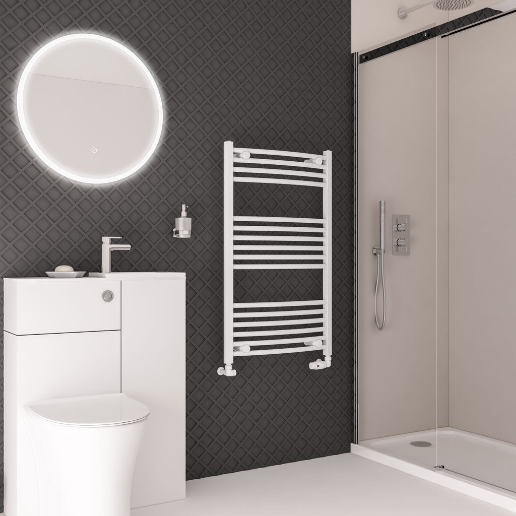 Eastbrook Wingrave Electric Curved Gloss White Towel Rail 1000mm x 600mm