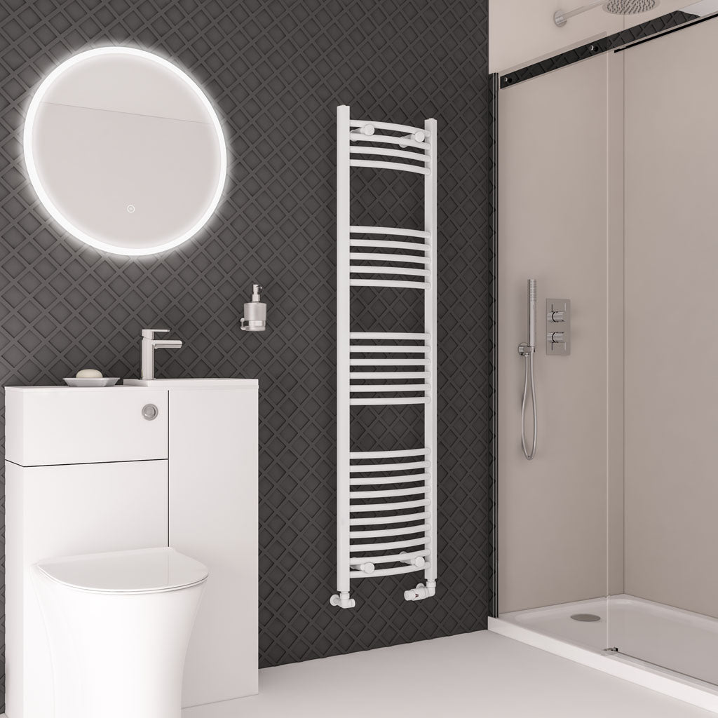 Eastbrook Wingrave Electric Curved Gloss White Towel Rail 1600mm x 400mm