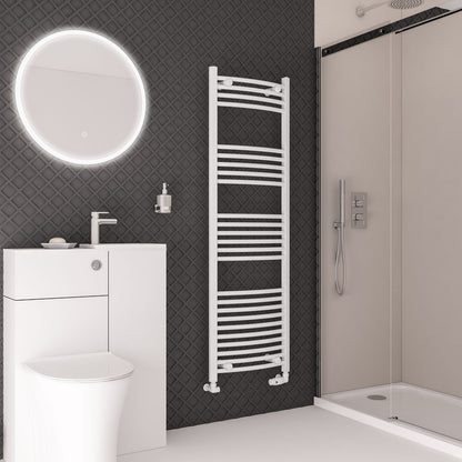 Eastbrook Wingrave Electric Curved Gloss White Towel Rail 1600mm x 500mm