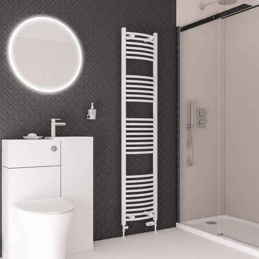 Eastbrook Wingrave Electric Curved Gloss White Towel Rail 1800mm x 400mm