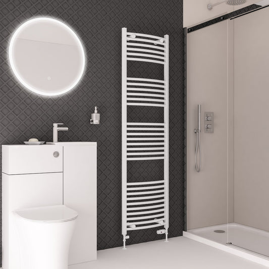 Eastbrook Wingrave Electric Curved Gloss White Towel Rail 1800mm x 500mm