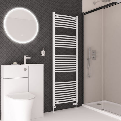 Eastbrook Wingrave Electric Curved Gloss White Towel Rail 1800mm x 600mm