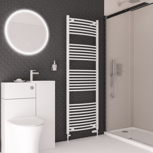 Eastbrook Wingrave Electric Curved Gloss White Towel Rail 1800mm x 600mm